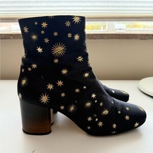 Paul Smith London Black and Gold Star Ankle Boots